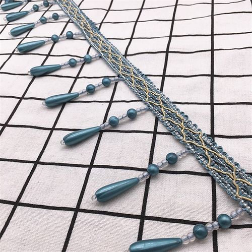 白色珍珠窗帘珠子吊坠帘幔装饰蕾丝花边窗饰辅料配件流苏吊穗点缀