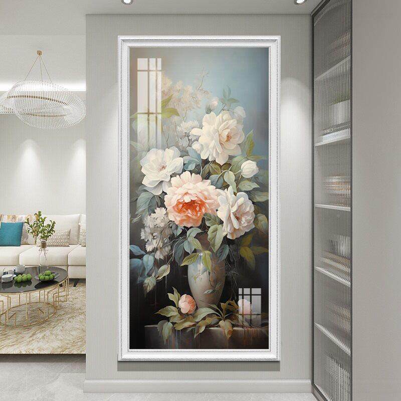 美式玄关装饰画正对门过新道走楼梯间花挂画款高档欧式卉廊艺AML0