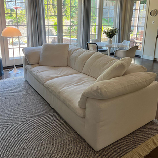 Cloud云沙发棉麻布艺可拆洗直排奶油侘寂风羽绒模块组合设计师款