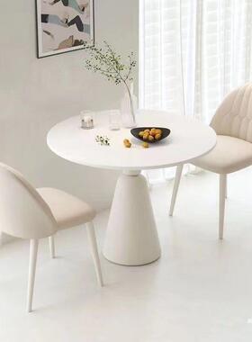 法式圆餐桌板奶小户型家桌EQJ用岩桌椅休闲组油合轻奢接待洽谈阳