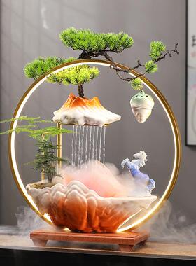 国潮新中式流循环陶瓷水件喷饰URR泉招财客厅办公室桌面开摆业装