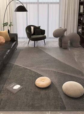 现代简约风客厅地毯卧室深色灰色防水沙发茶几毯高级轻奢房间地垫