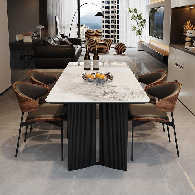 轻奢岩板餐桌椅组合小户型家用现代简约长方形2025设计师新款桌子