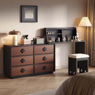 法式复古梳妆台斗柜一体卧室30cm极窄款中古风转角主卧床尾化妆桌