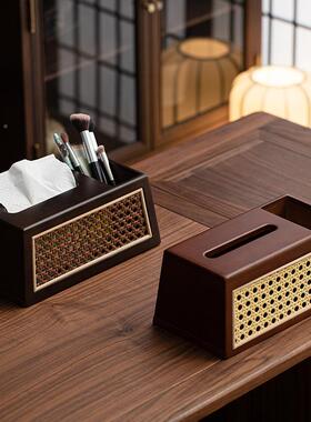 实木纸633巾盒复古档高实卧木室抽纸盒用客厅车载纸巾家盒纸抽盒