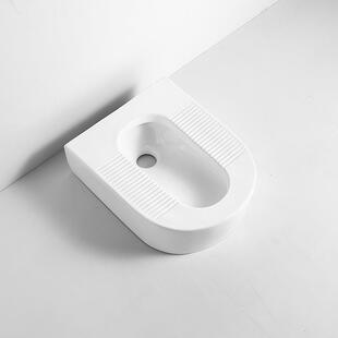 新款免21771挖蹲便器防臭防滑带存水弯用明一装陶坑瓷体蹲坑家水