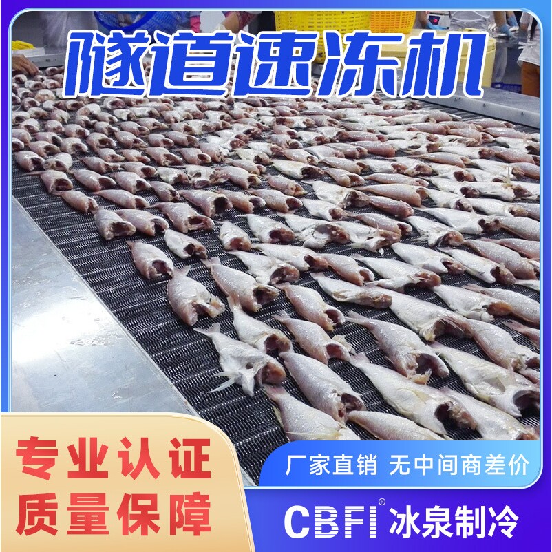 冰泉制冷商用超低温海产品速冻机大虾仁扇贝生蚝隧道式速冻机