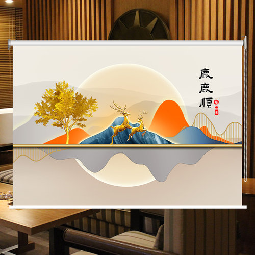 新款轻奢卷帘定制办公室客厅厨房阳台卫生间防水遮阳手拉升降窗帘