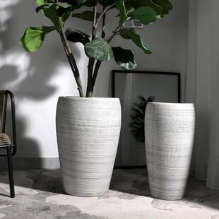 高款特大号花盆50cm以上陶瓷陶粗摆件落地40客厅简约北欧高脚高筒