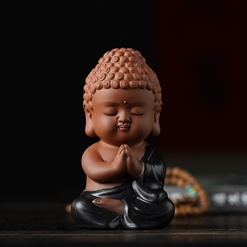 陶瓷小如来佛像工艺品摆饰禅意家中式居客厅茶室桌面装饰茶宠摆设