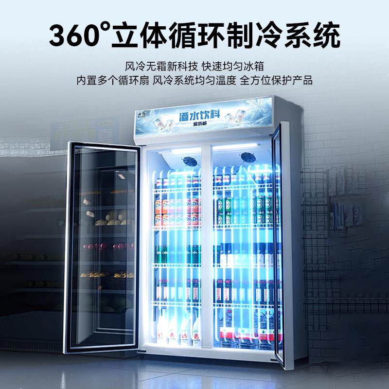 立饮料展示柜冷柜藏保鲜商用单双门饮料柜式风冷冰箱冷利饮便店啤