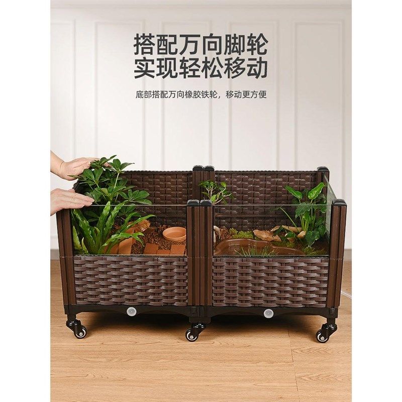 黄缘龟养殖箱专用缸安缘龟饲养箱半水龟生态造景带轮子特大养龟盆