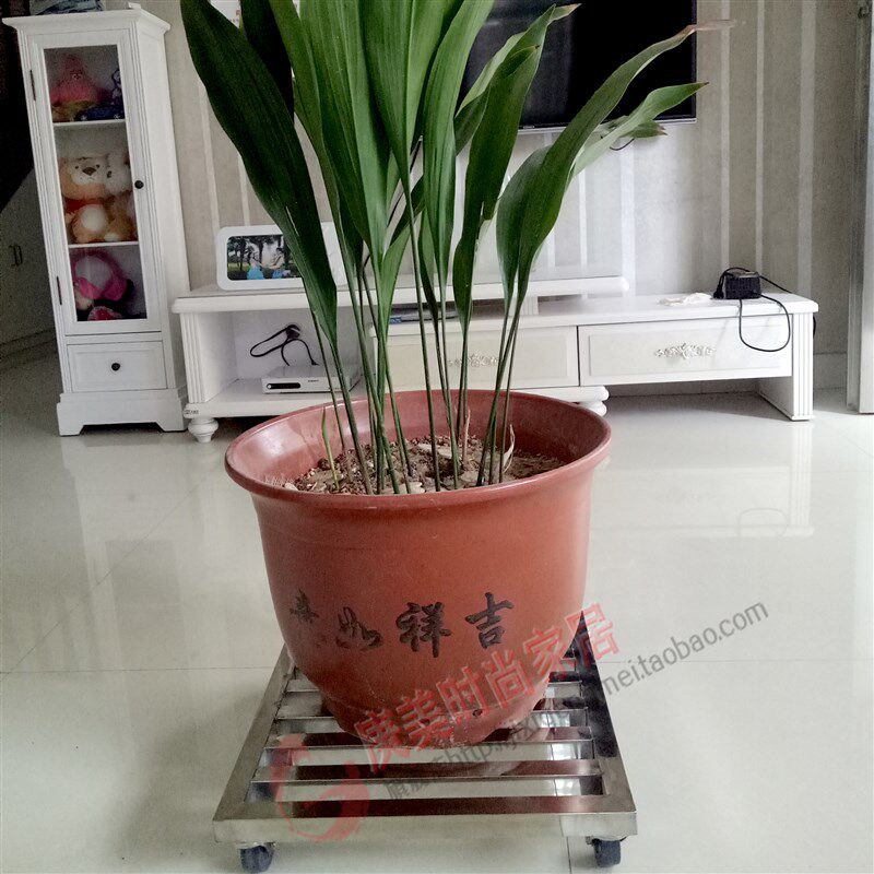 不锈钢花盆底座托盘带万向轮滑轮滚轮可移动托架支架绿植盆景底托