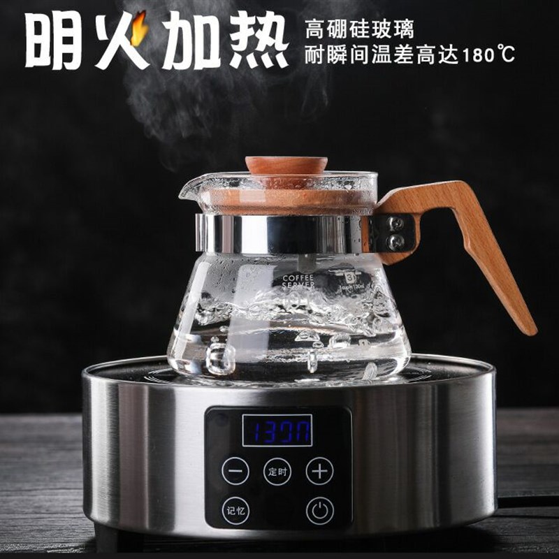 手冲咖啡壶套装耐高温玻璃可爱壶木柄分享壶滤杯美式滴漏壶花茶壶