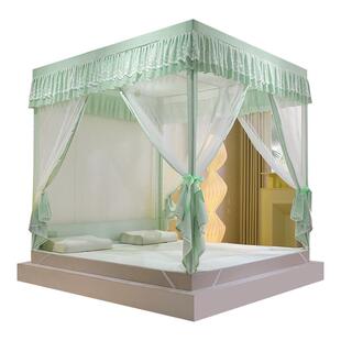 T型防尘遮光床帘米床做支架加厚家用方开门三加密烤回蚊帐漆底帐2