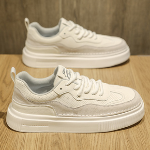 男鞋2025新款春季透气百搭高级感休闲板鞋男士厚底增高运动小白鞋