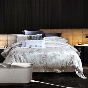 中式 高端轻奢提花床单四件套埃及长绒棉全棉床单被套简约床上用品