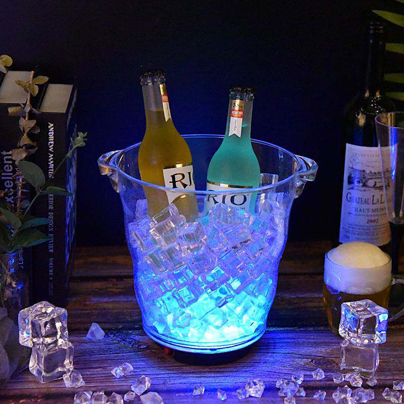 创意圆形吧透明CF-313F酒TV用K塑料发光香冰桶七彩波浪高档冰酒槟