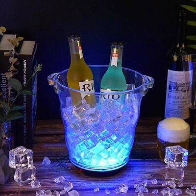创意圆形吧透明CF-313F酒TV用K塑料发光香冰桶七彩波浪高档冰酒槟