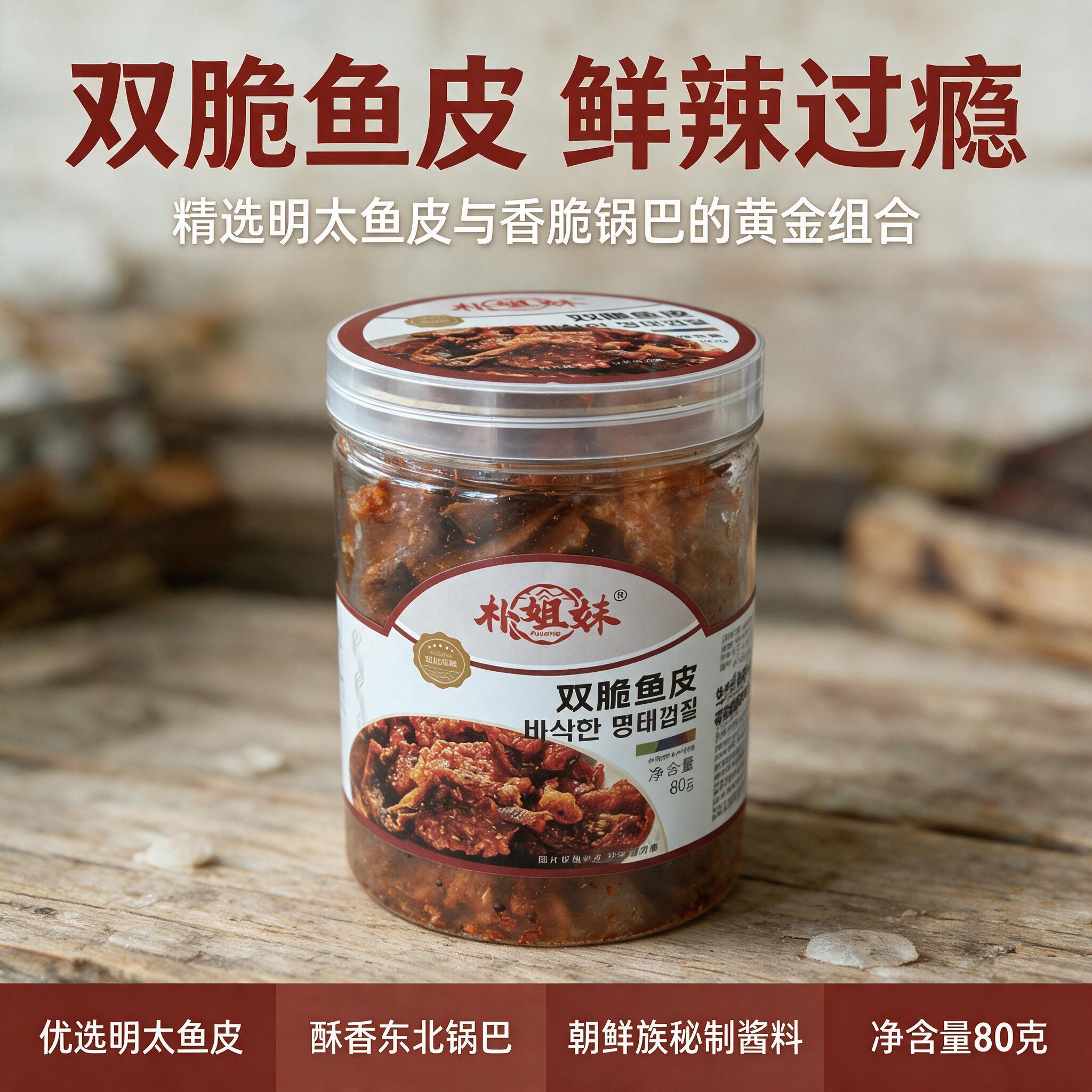 延边明太鱼皮锅巴组合香辣双脆即食零食