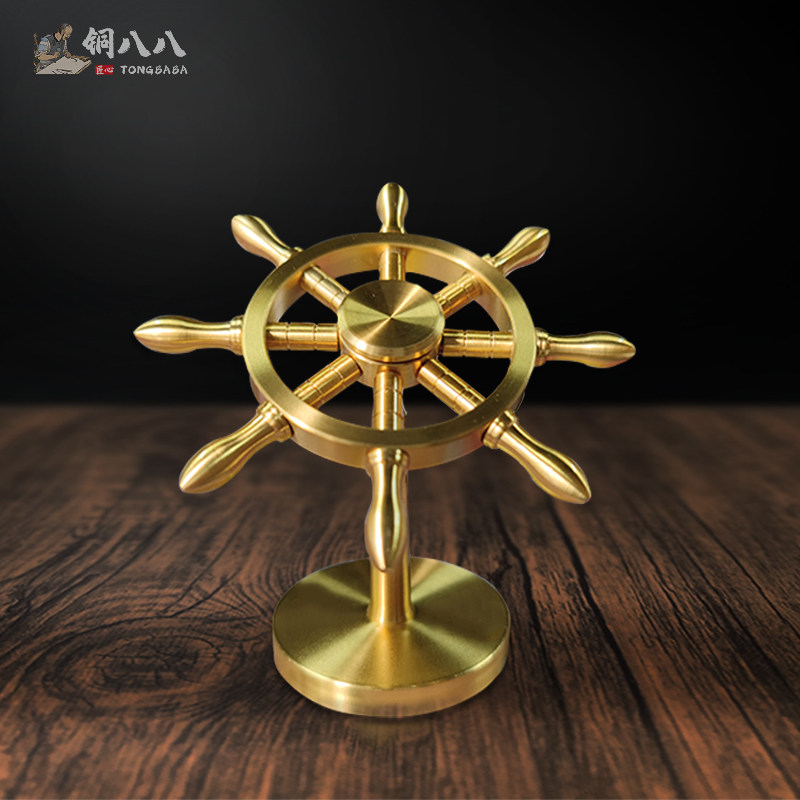 纯黄铜船舵摆件一帆风顺桌面装饰车载解压方向舵盘创意送礼领航舵,家居饰品,装饰摆件,淘宝优惠券,粉丝福利购,淘宝优惠卷