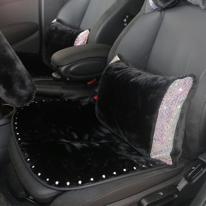 冬季新款毛绒珍珠女王坐垫祖母绿时尚复古保暖汽车座垫单垫三件套