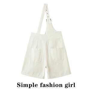 学院风背带裤女夏薄款小个子宽松阔腿2024新款单肩显瘦牛仔短裤子