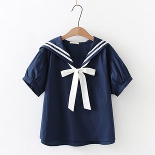 12少女夏装上衣13初中高中学生14岁女孩海军领15学院风短袖衬衫16