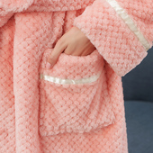 宽松浴袍珊瑚绒男士 法兰绒加厚情侣大码 睡衣长袍 长款 睡袍女秋冬季