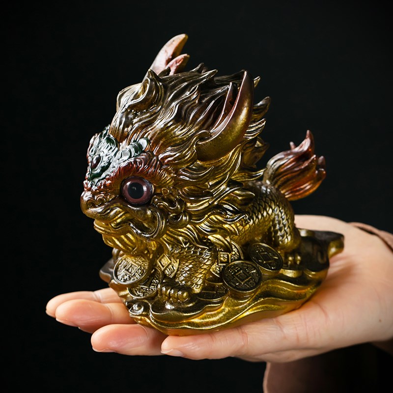 变色茶宠摆件精品可养茶玩麒麟茶台茶桌摆件招财金蟾茶具用品配件