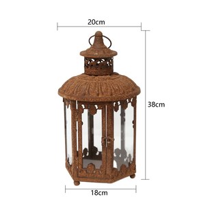 爱上花园丨园艺杂货 花园装饰摆件 锈色做旧复古风灯摄影道具风灯