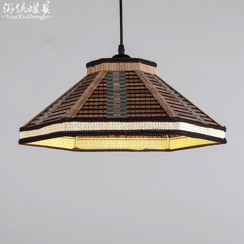 中式吊灯茶室餐厅饭店包厢火锅店日式复古禅意仿古创意民宿竹编灯
