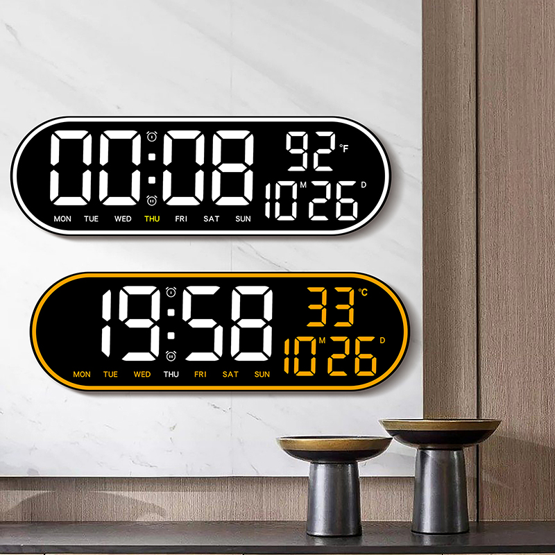 家用静音电子挂钟个性时尚钟表数字简约挂墙钟表8021