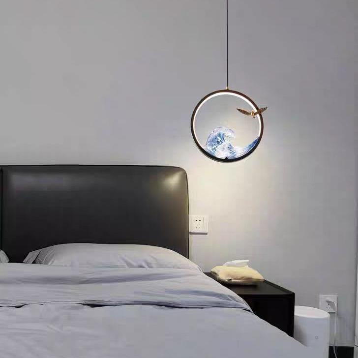 全铜新中式卧室床头小吊灯中国风过道灯走廊玄关茶室吧台灯具素雅