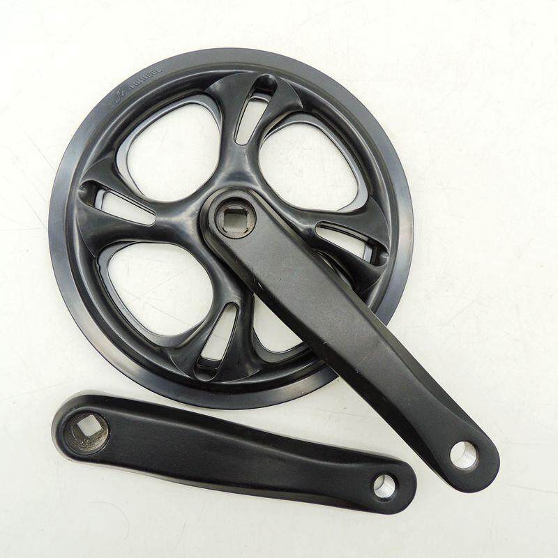 单速折叠自行车牙盘 48齿盘片165mm铝合金曲柄方孔 单护盘 磨砂黑