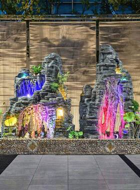 大型件假山流喷泉摆花园庭院观别WNB墅酒店阳台室外瀑布鱼池水景