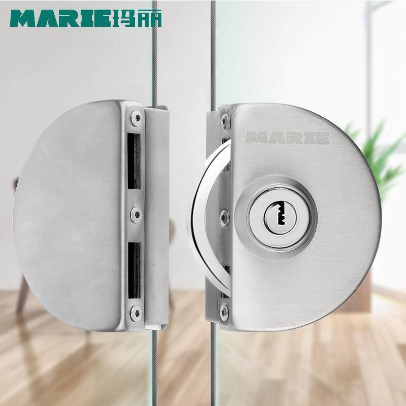 YV54TF1玻璃锁璃推拉ISP双门玻店锁免开门孔铺不锈钢单门双开地