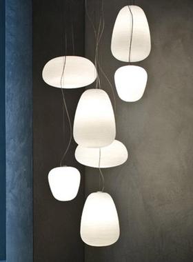 后现代简约书餐厅吧台蛋房糕螺纹艺术意展厅三创头玻WQT璃吊灯现