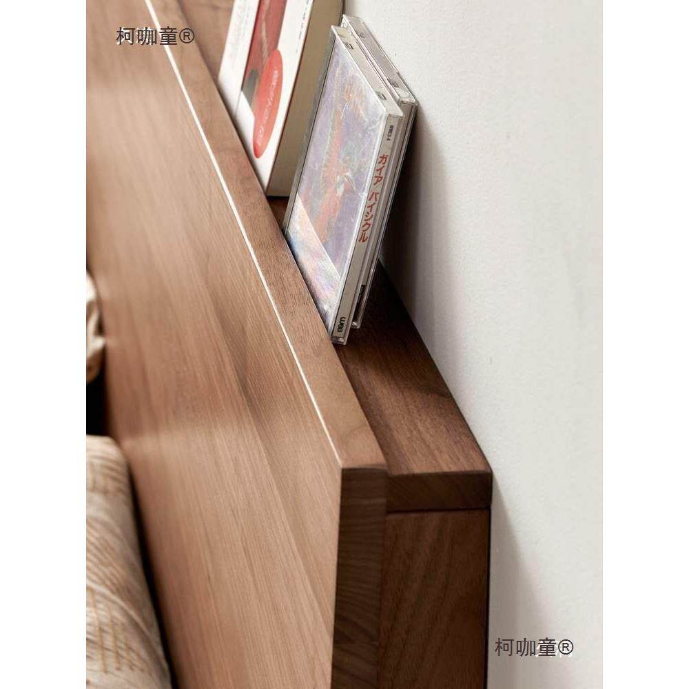 北胡桃实木悬浮床简约白橡木1.5单背人EFP美1.黑8米双人高靠床麦