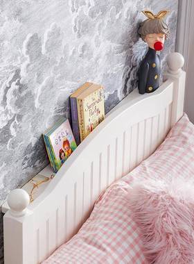 户美式全实木公家具单人小床女孩主圆DVM柱小床型儿童实木床