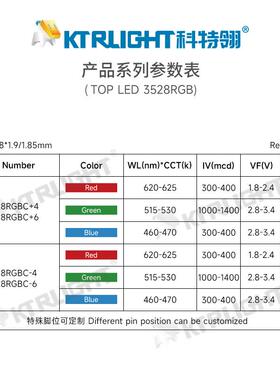 七彩灯珠2共阳l358RGB灯3528rgb灯KTR-3528珠1210rgb全彩珠ed灯珠
