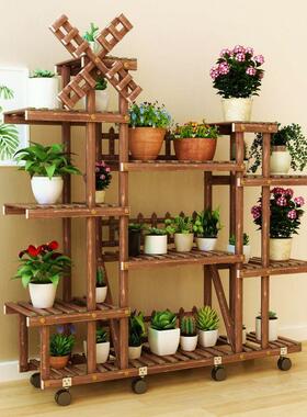 花架子台客厅多层室置物架地FXI花盆架落多肉家用内实木阳养花架