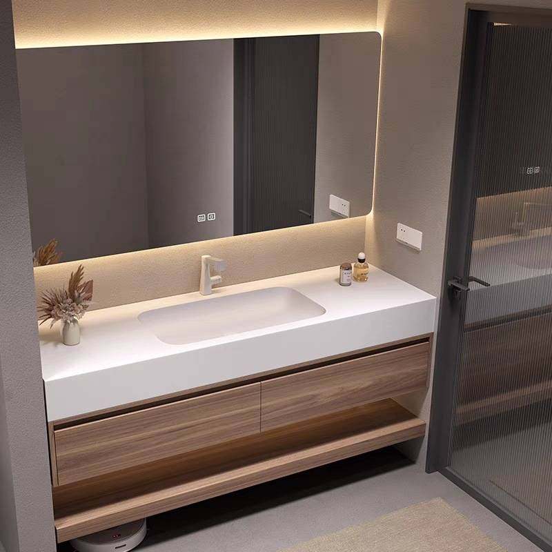 岩板热弯无缝陶瓷一体盆浴室柜组合卫生间洗漱台洗手洗脸盆柜组合