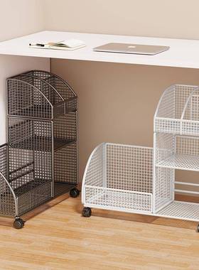 书桌本下带轮落地纳办公桌可移动收推小书架边车DDP书桌旁置物架