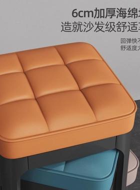 现用代简塑凳子可叠放家用加厚餐椅结实耐客厅餐厅料备用凳HMF约
