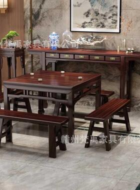 新中中堂六件套厅堂屋农村花木梨TSQ实翘木八仙桌条几条案桌头供