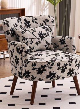 式厅复古单人PFS60454小沙发家用小户型阳台风美客卧室民宿中古布