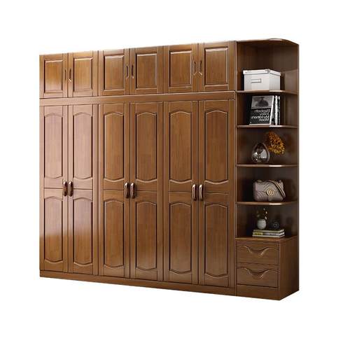 现代简约新YZI中式橡胶木实木衣出租柜纳房衣橱室卧柜子储物柜收