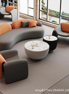 科弧技布沙发务形商酒店大堂休息区台接待ARU会客室洽谈售楼处前