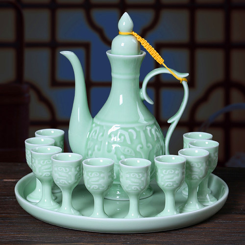 白酒杯套装陶瓷酒壶中式家用高档宫廷风仿古酒具分酒器高脚杯酒盅
